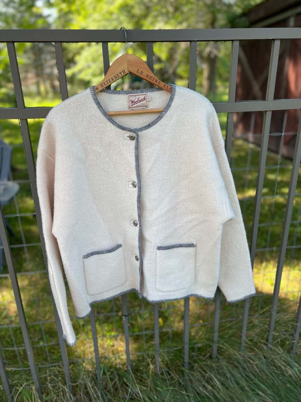 Woolrich Vintage 100% Boiled Wool Cardigan Sweater Size L